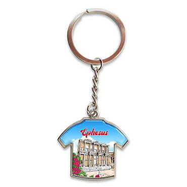 Ephesus Themed Metal T-Shirt Shaped Keychain 34x92 mm - Myros