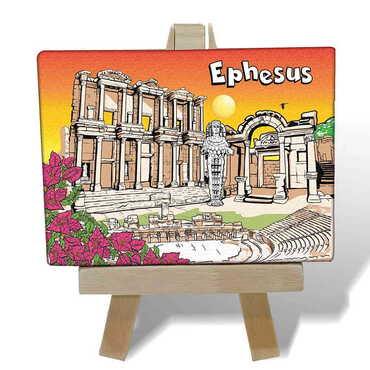 Myros - Ephesus Themed Mini Print Canvas Magnet With Easel 70x100 mm