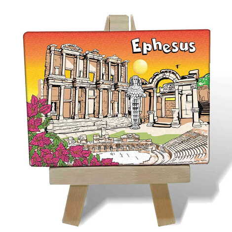 Ephesus Themed Mini Print Canvas Magnet With Easel 70x100 mm