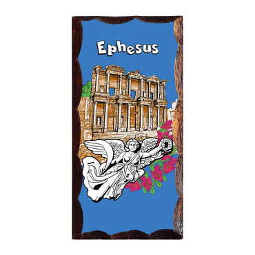 Ephesus Themed Panaromic Printed Wooden Desktop Decor 53x117 mm - Myros