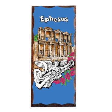 Ephesus Themed Panaromic Printed Wooden Desktop Decor 75x166 mm - Myros