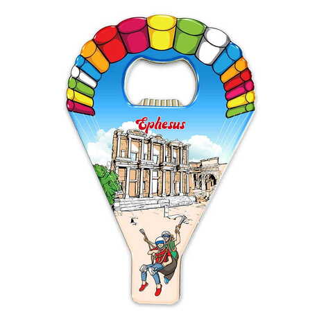 Ephesus Themed Parachute Shaped Metal Magnetic Opener 113x75 mm - 1
