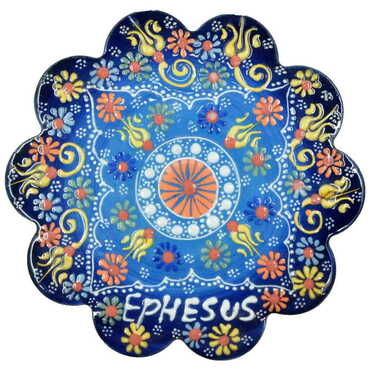 Ephesus Themed Turkish Ceramic Relief Trivet Big Size - Thumbnail