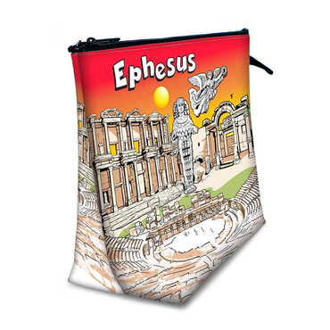 Ephesus Themed Turkish PVC Hooded Purse 160x270x80 mm - Thumbnail