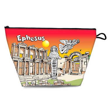 Ephesus Themed Turkish PVC Hooded Purse 160x270x80 mm - Thumbnail