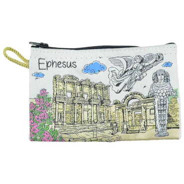 Ephesus Themed Turkish Woven Regional Wallet 150X95X10 mm - Thumbnail