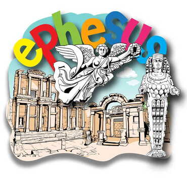 Myros - Ephesus Themed Wooden Customised 2D Souvenir Fridge Magnet