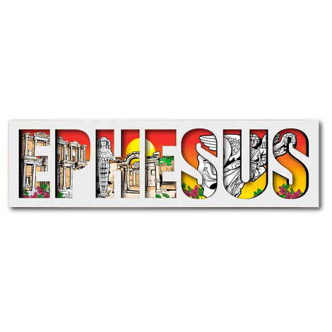 Ephesus Themed Wooden Customised City Name Letter Souvenir Fridge Magnet - 1