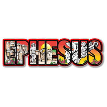 Ephesus Themed Wooden UV Printed City Name Letter Fridge Magnet - Myros