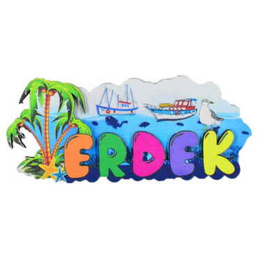 Erdek Themed Wooden Customised 2D Souvenir Fridge Magnet - Thumbnail