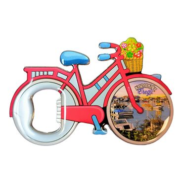 Myros - Eregli Themed Bicycle Shaped Metal Magnetic Bottle Opener 100x65 mm