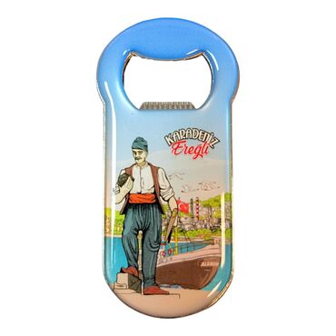 Myros - Eregli Themed Customizable Metal Magnetic Bottle Opener 90x45 mm