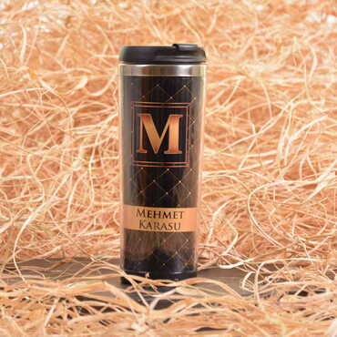 Man Themed Metal Thin Steel Offset Thermo Mug 350 Ml - 4