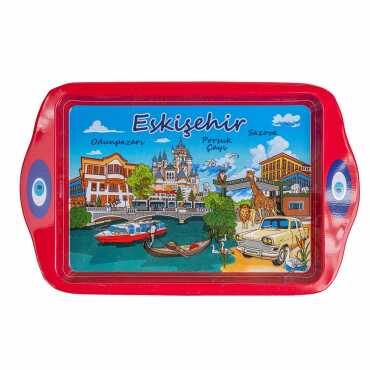 Eskişehir Temalı Mini Metal Tepsi (25*16 Cm) Çift Yön Baskılı - Myros