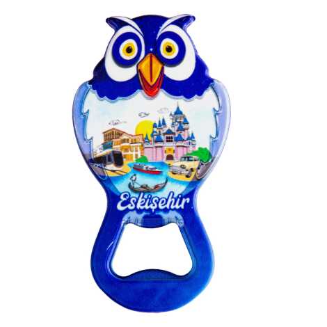 Eskişehir Temalı Myros Metal Baykuş Açacak Magnet 88x47 mm - 1
