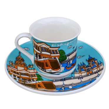 Eskişehir Themed Porcelain Coffee Set for Two - 3