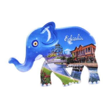Eskisehir Themed Customised UV Printed Plastic Base Elephant Shaped  Fridge Magnet 86x62 mm - 5