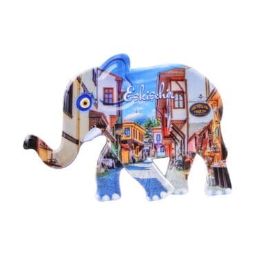 Eskisehir Themed Customised UV Printed Plastic Base Elephant Shaped  Fridge Magnet 86x62 mm - 6