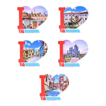 Toptan Eskişehir Temalı Uv Baskılı Kalp Şekilli Magnet 86x62 mm - 2