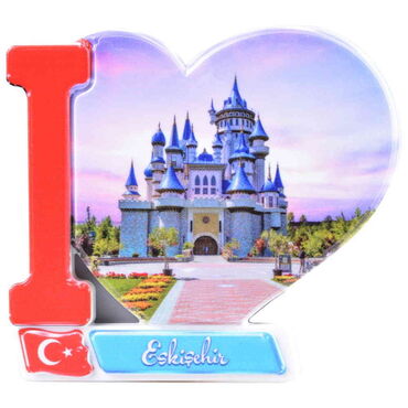 Toptan Eskişehir Temalı Uv Baskılı Kalp Şekilli Magnet 86x62 mm - 7