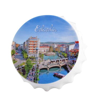 Eskisehir Themed Customised Uv Printed Bottle Cap Shaped Plastic Base  Bottle Opener  63x15 mm - 12