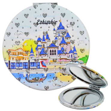 Eskisehir Themed Custom Printed Round Pocket Mirror - Thumbnail