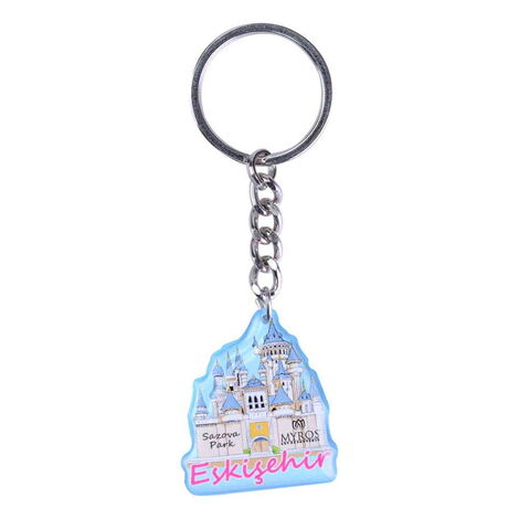 Eskisehir Themed Custom Shape Double Sided Printed Epoxy Keychain