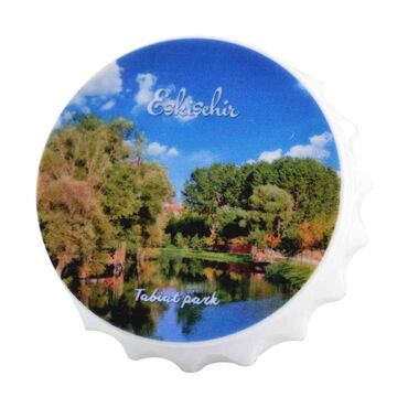 Myros - Eskisehir Themed Customised Uv Printed Bottle Cap Shaped Plastic Base Bottle Opener 63x15 mm