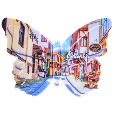 Eskisehir Themed Customised UV Printed Plastic Base Butterfly Shaped Fridge Magnet 80x58 mm - 5