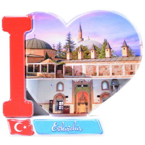 Eskisehir Themed Customised UV Printed Plastic Base Heart Shaped Fridge Magnet 86x62 mm - 3