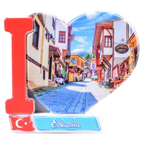Eskisehir Themed Customised UV Printed Plastic Base Heart Shaped Fridge Magnet 86x62 mm - 5