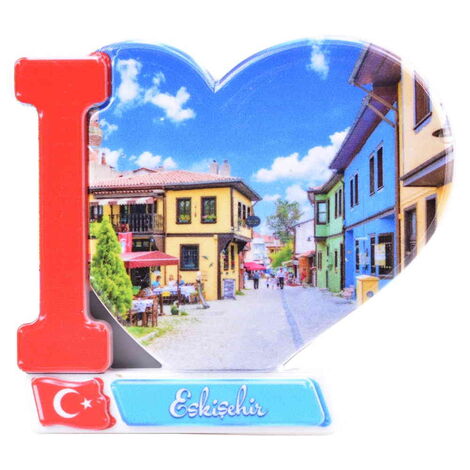 Eskisehir Themed Customised UV Printed Plastic Base Heart Shaped Fridge Magnet 86x62 mm - 6
