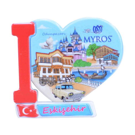 Eskisehir Themed Customised UV Printed Plastic Base Heart Shaped Fridge Magnet 86x62 mm - 8
