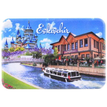 Myros - Eskisehir Themed Customised UV Printed Plastic Base Rectangle Fridge Magnet 80x50 mm