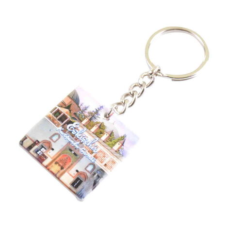 Eskisehir Themed Customised Uv Printed Plastic Base Round Keyring 40x108 mm