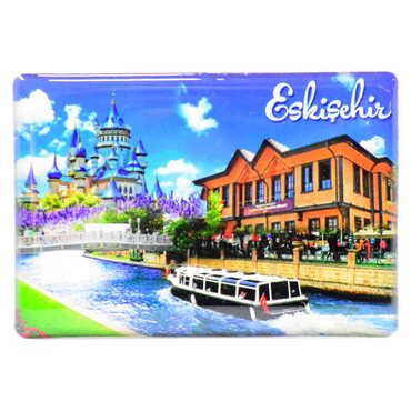 Myros - Eskisehir Themed Epoxy Dome Rectangle Souvenir Fridge Magnet 80x55 cm