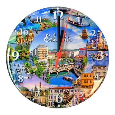 Eskisehir Themed Epoxy Wall Clock Home Decoration 20 Cm - Thumbnail