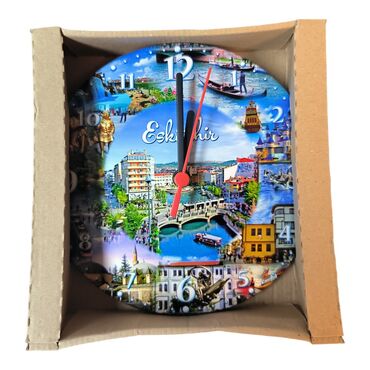 Eskisehir Themed Epoxy Wall Clock Home Decoration 20 Cm - Thumbnail