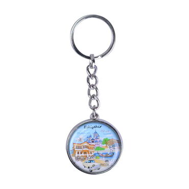 Eskisehir Themed Metal Round Keychain 40x100 mm - Myros