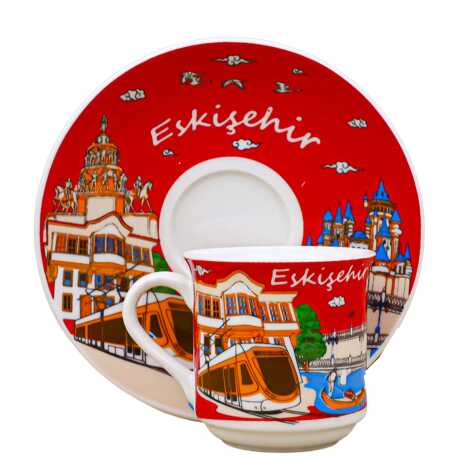 Eskişehir Themed Porcelain Coffee Set for Two - 1