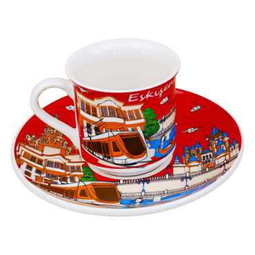 Eskişehir Themed Porcelain Coffee Set for Two - 6