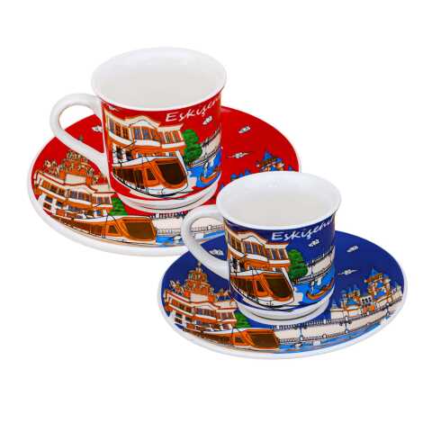 Eskişehir Themed Porcelain Coffee Set for Two - 2