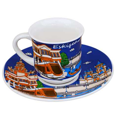Eskişehir Themed Porcelain Coffee Set for Two - 4