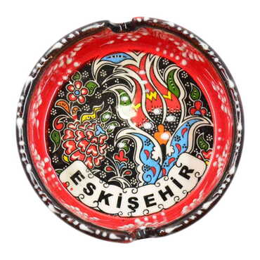 Eskisehir Themed Turkish Ceramic Special Relief Ashtray Small Size - Thumbnail