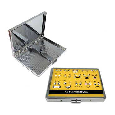 Toptan Esprili Temalı Myros Metal Büyük Sigara Tabakası 103x80x11 mm - Standart