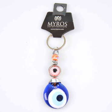 Evil Eye Glass Keyring - Thumbnail