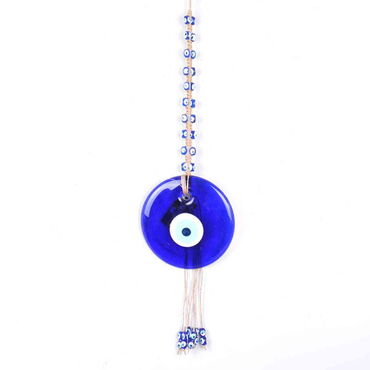 Myros - Evil Eye Macrame Big Size Oval Shaped Single Row Bead Knitted Detailed Wall Hanging