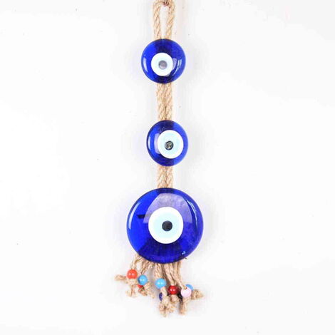 Evil Eye Macrame Oval Shaped Double Bead Detailed Wall Hanging - 1