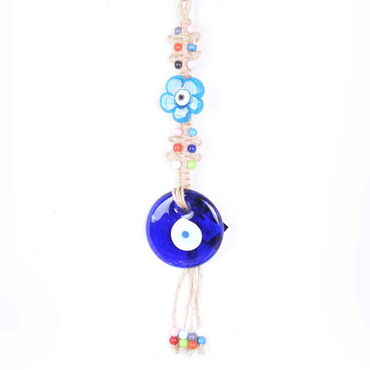 Evil Eye Macrame Oval Shaped Flower Detailed Wall Hanging - Myros