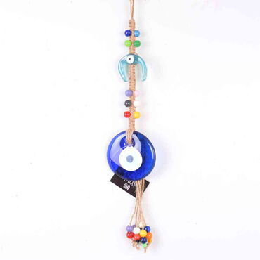 Evil Eye Macrame Oval Shaped Horseshoe Detailed Wall Hanging - Myros